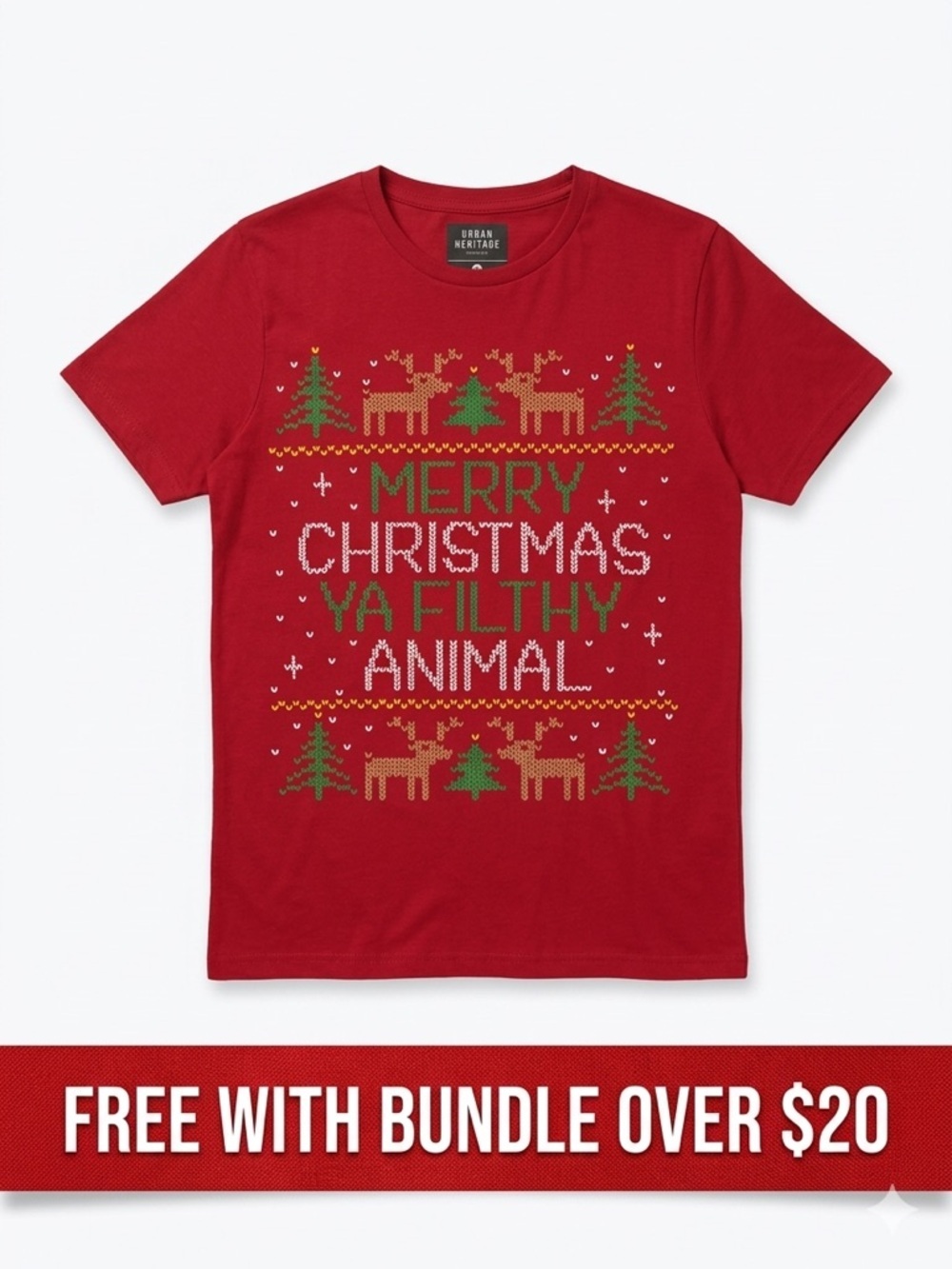 FREE WITH BUNDLE OVER $20 - Festive Red Ugly Christmas Sweater Party T Shirt